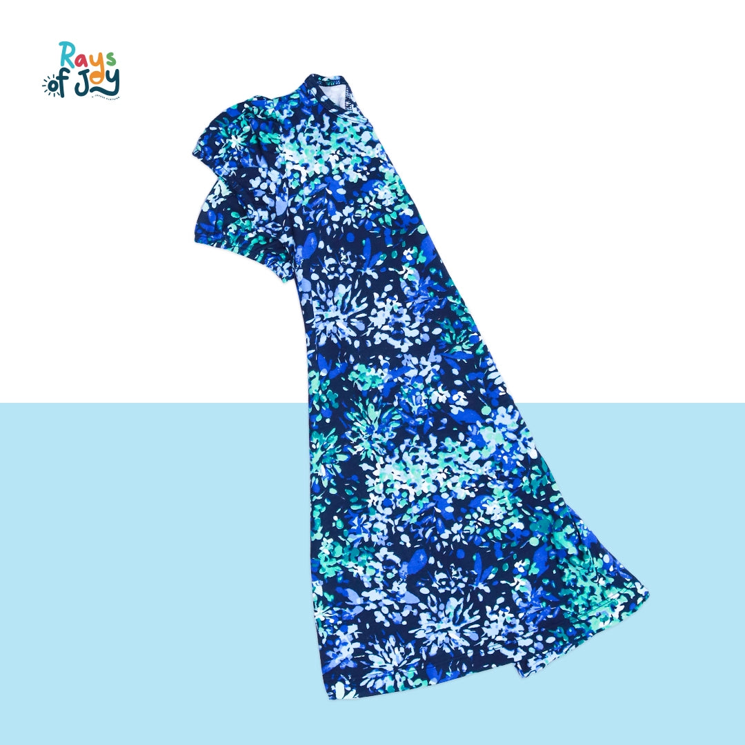 Floral Dreamscape - Navy Elegant Dress