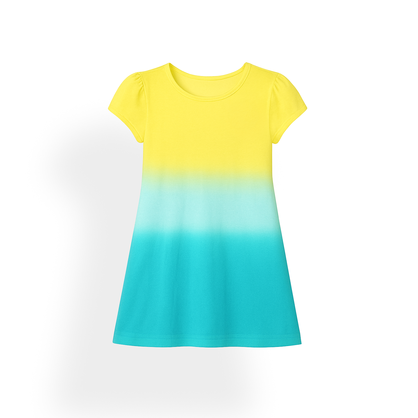 Girls Yellow & Aqua Ombre Elegant Dress