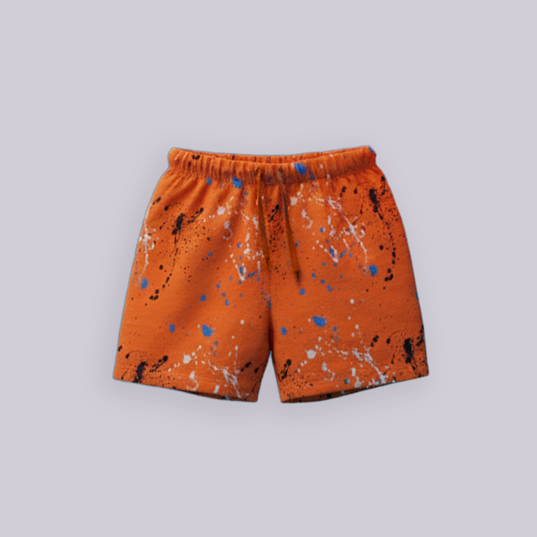 Orange Splash Paint Sleeveless Co-Ord Set