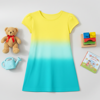Girls Yellow & Aqua Ombre Elegant Dress