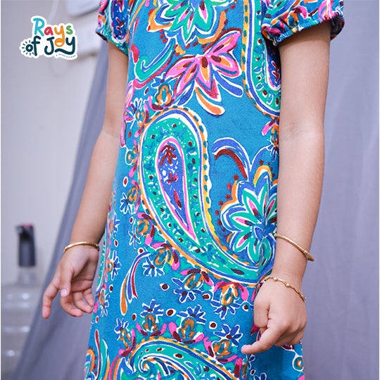 Paisley Petals - Blue Elegant Dress