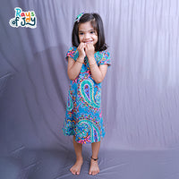 Paisley Petals - Blue Elegant Dress