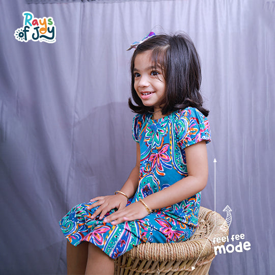 Paisley Petals - Blue Elegant Dress