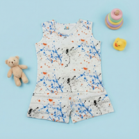 White Splash Paint Sleeveless  Co-Ord Set