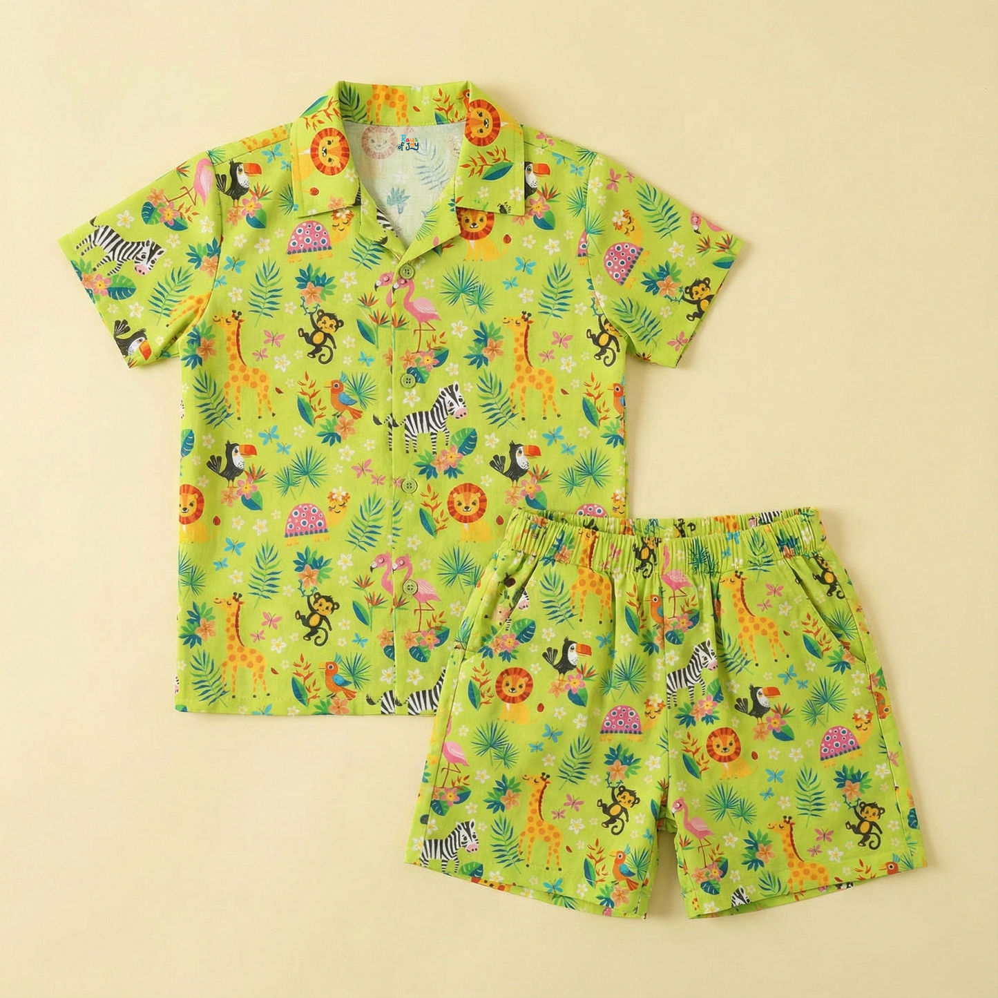 Kids Jungle Print Shirt & Shorts Co-Ord Set