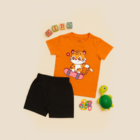 Orange Skateboard Tiger Graphic